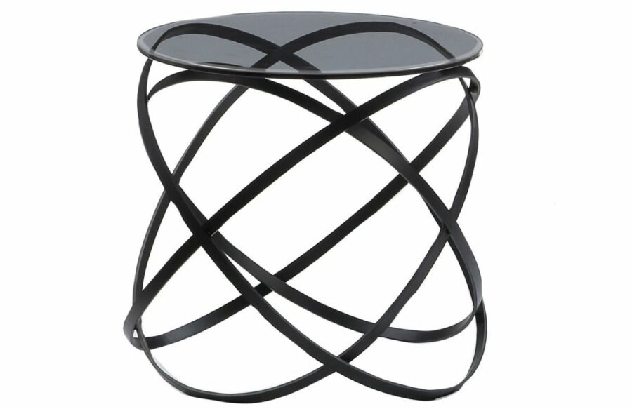 Černý kulatý kovový odkládací stolek Miotto Paola 49 cm