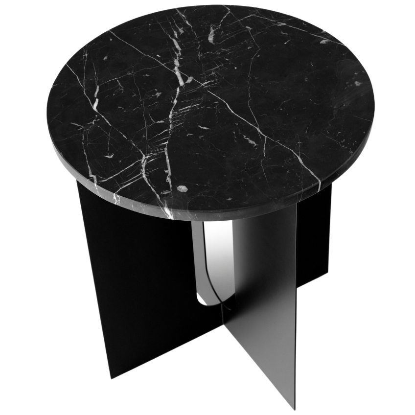 Audo CPH Černý kovový odkládací stolek AUDO ANDROGYNE 40 cm s mramorovou deskou
