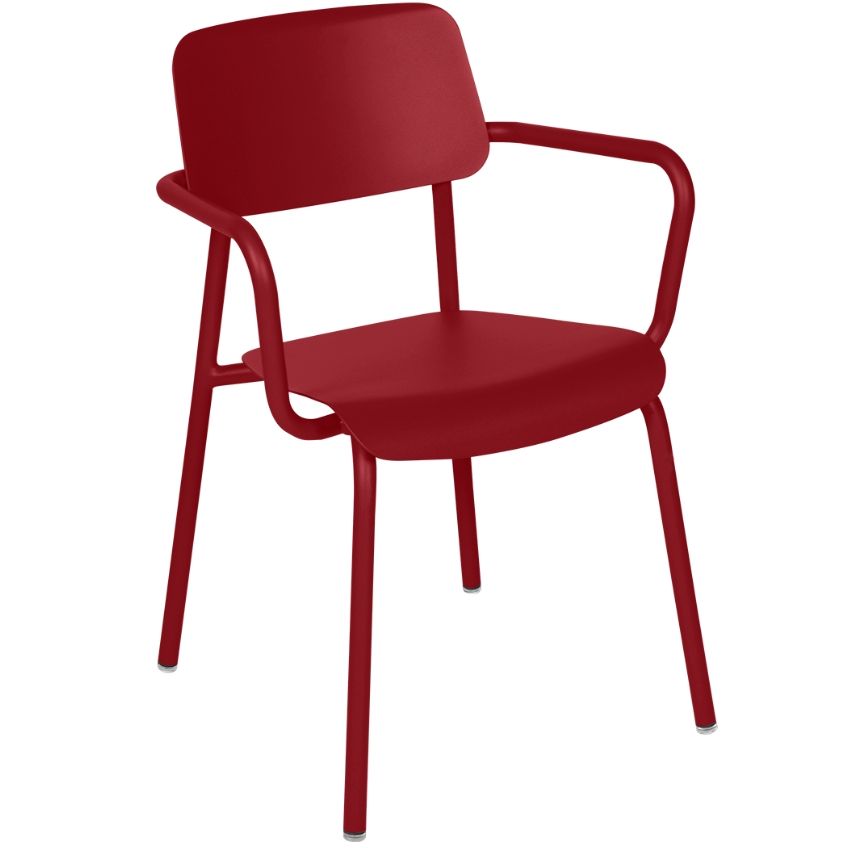 Červená hliníková zahradní židle Fermob Studie s područkami