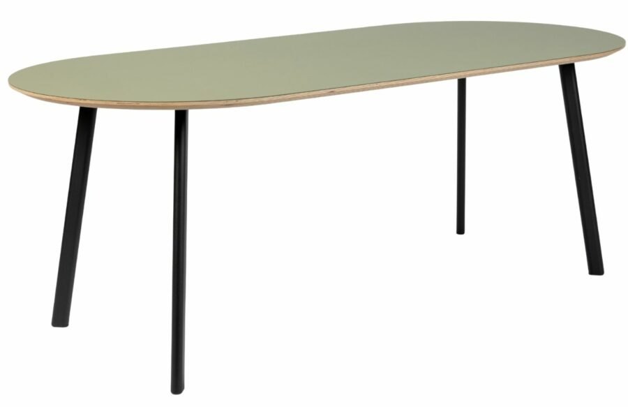 Zelený oválný jídelní stůl Banne Oval 200 x 90 cm
