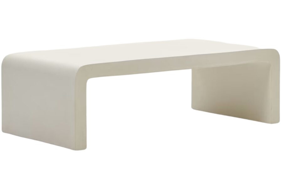 Bílý cementový zahradní konferenční stolek Kave Home Aiguablava 135 x 65 cm