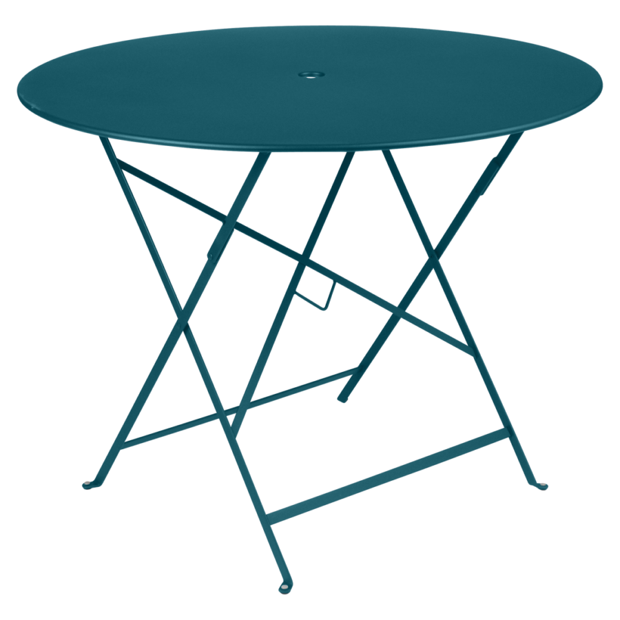 Modrý kovový skládací stůl Fermob Bistro Ø 96 cm