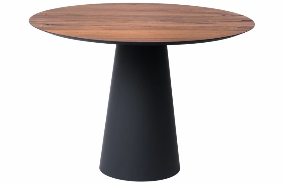 Hnědý dubový jídelní stůl Marco Barotti 110 cm s matnou černou podnoží