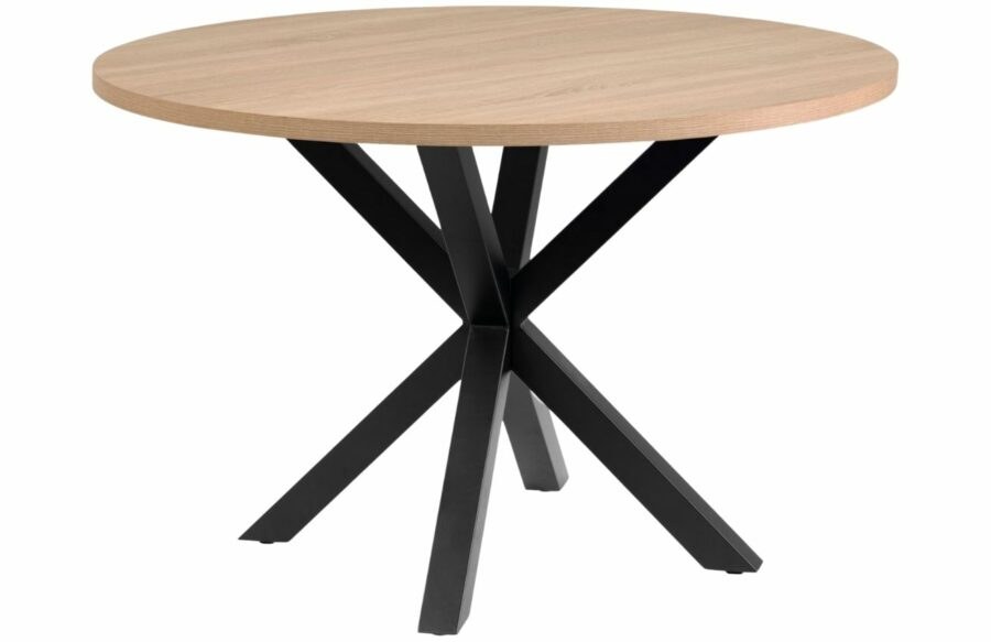 Dubový jídelní stůl Kave Home Argo 120 cm s černou kovovou podnoží