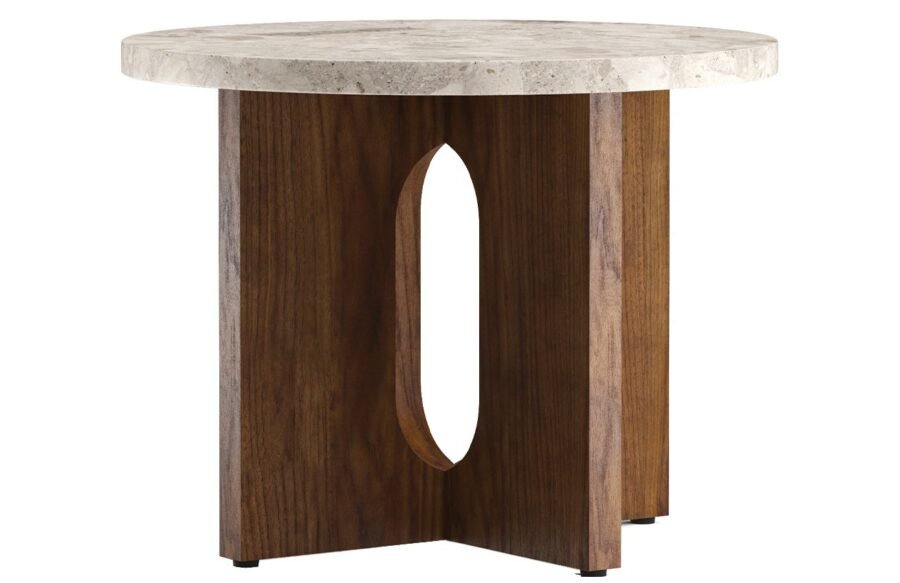 Audo CPH Ořechový odkládací stolek AUDO ANDROGYNE 50 cm s kamennou deskou