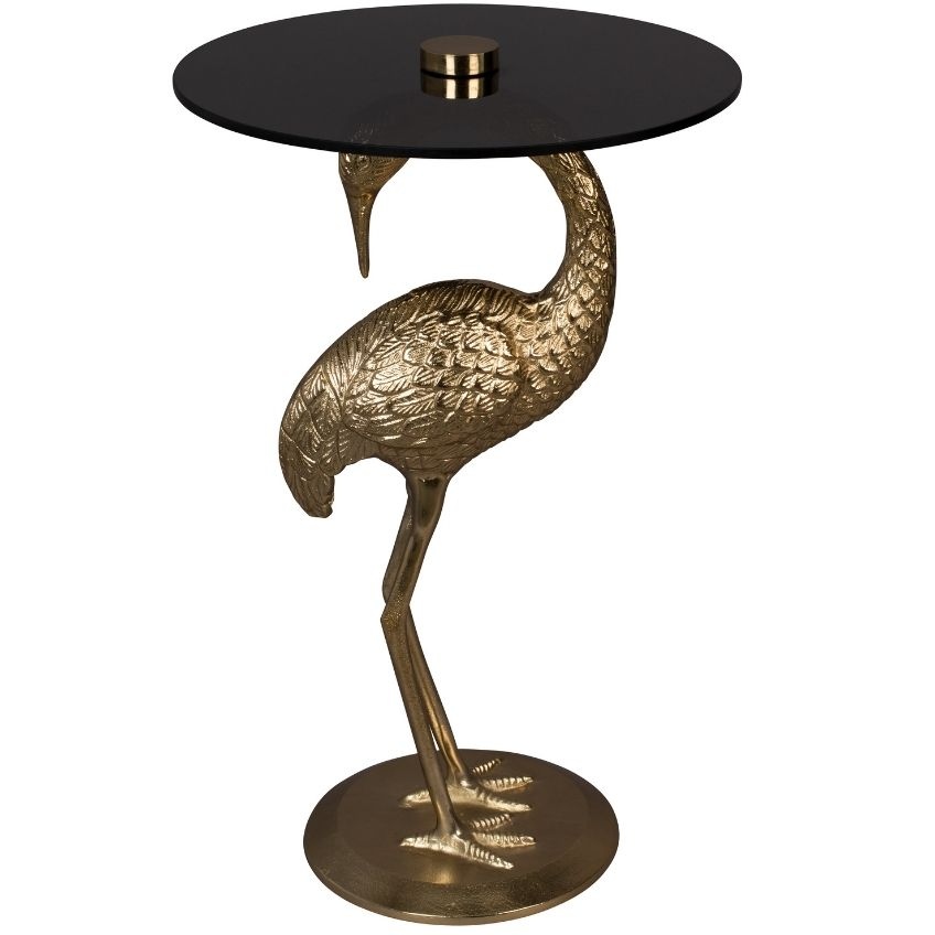 Zlatý kulatý odkládací stolek DUTCHBONE Crane 40 cm
