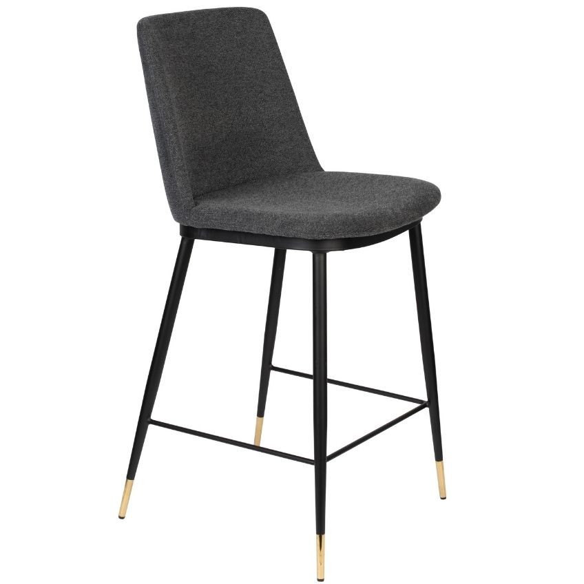 White Label Tmavě šedá látková barová židle WLL LIONEL 65 cm