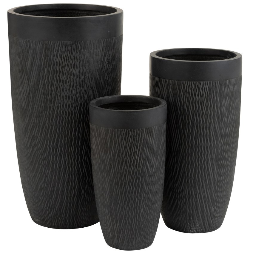 Set tří černých keramických váz J-line Geramio 72/58/46 cm