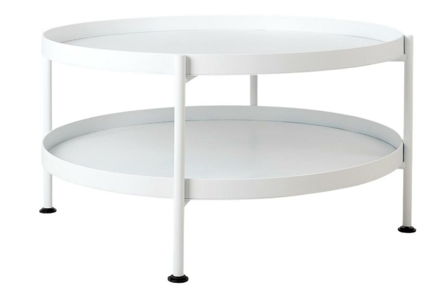 Nordic Design Bílý kovový konferenční stolek Nollan 60 cm s policí