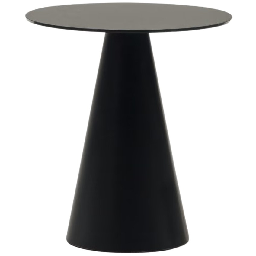 Matně černý skleněný kulatý odkládací stolek Kave Home Wilshire 50 cm