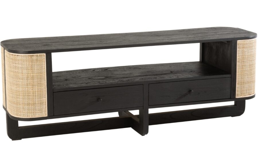 Černý dřevěný TV stolek J-line Meldo 140 x 40