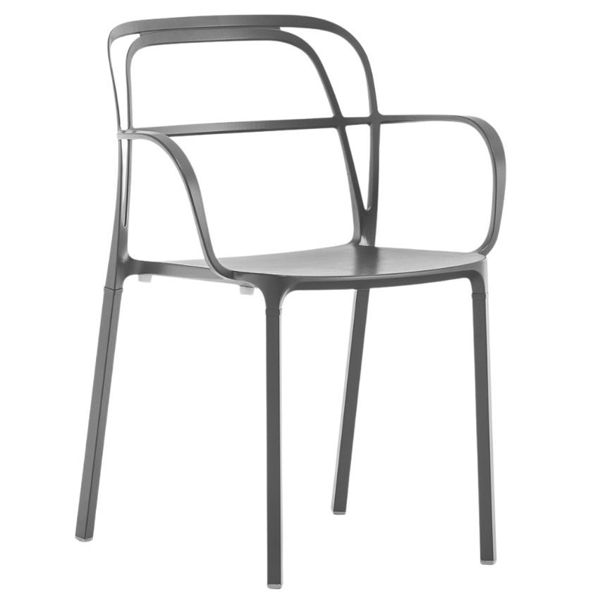 Pedrali Tmavě šedá kovová jídelní židle Intrigo 3715