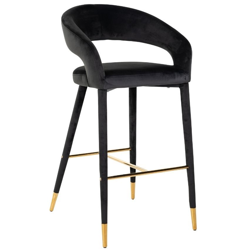Antracitově šedá sametová barová židle Richmond Gia 76 cm