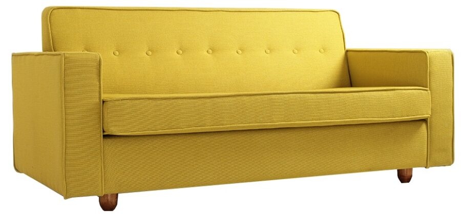 Nordic Design Kurkumově žlutá látková rozkládací pohovka Tracy 210 cm