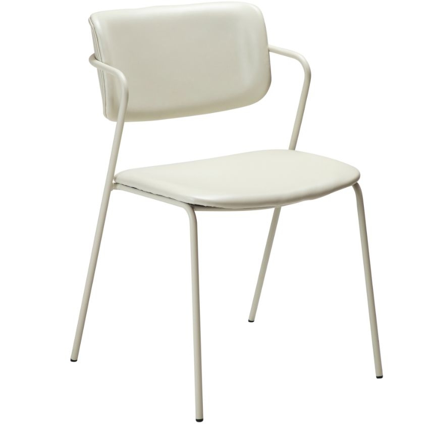 ​​​​​Dan-Form Krémově bílá koženková jídelní židle DAN-FORM Zed s bílou podnoží