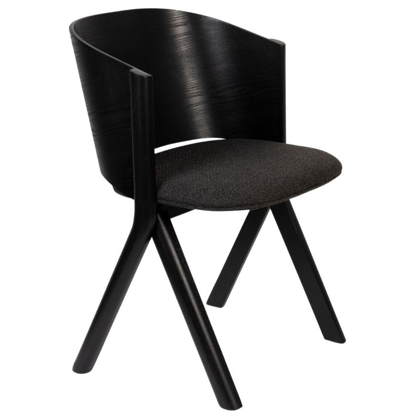 Černá jasanová jídelní židle Banne Twigs s antracitovým sedákem