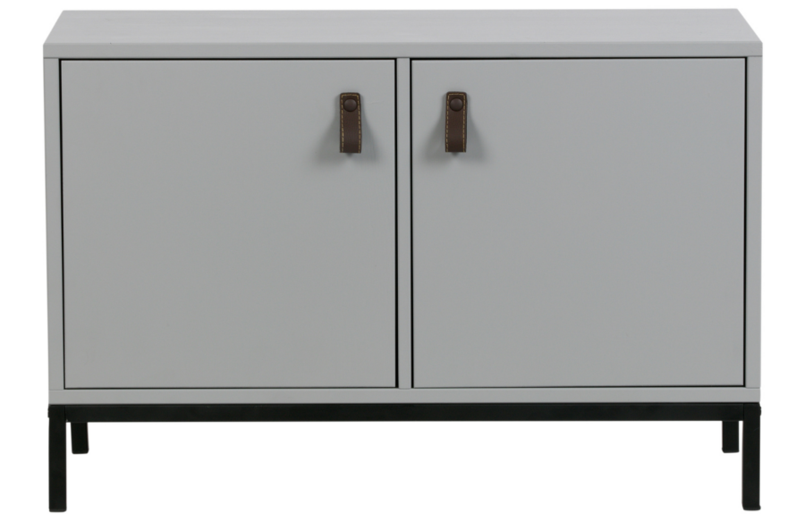 Hoorns Cementově šedá dřevěná skříň Inara M 81 x 35 cm s kovovou podnoží