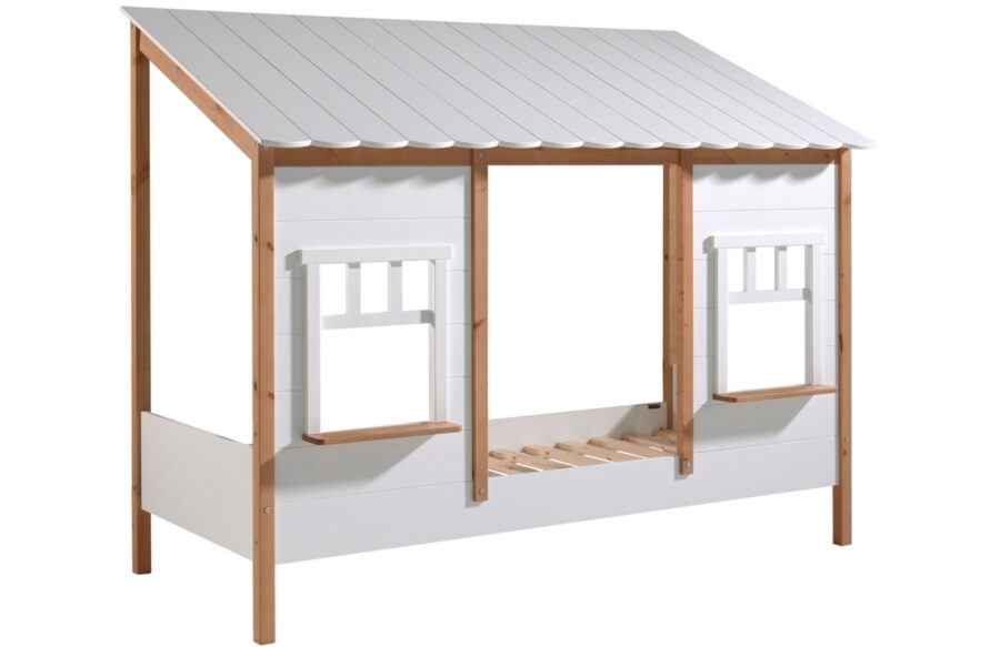 Bílá dřevěná dětská postel Vipack Housebed 90 x 200 cm