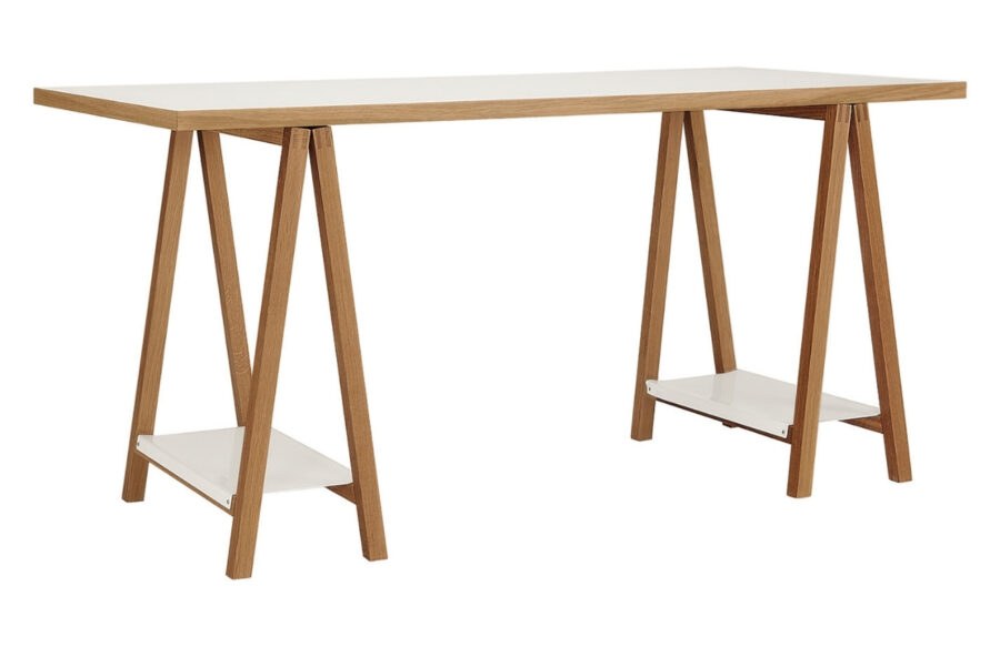 Bílý pracovní stůl Woodman Highbury s dubovou podnoží 160x75 cm