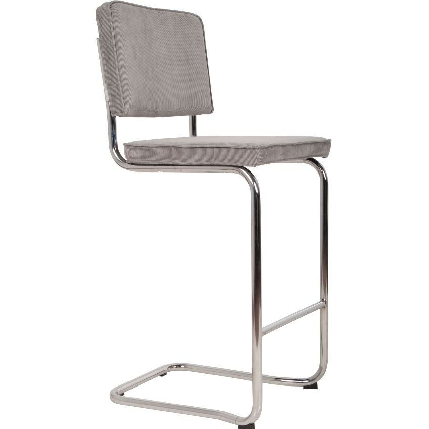 Světle šedá manšestrová barová židle ZUIVER RIDGE KINK RIB 75 cm