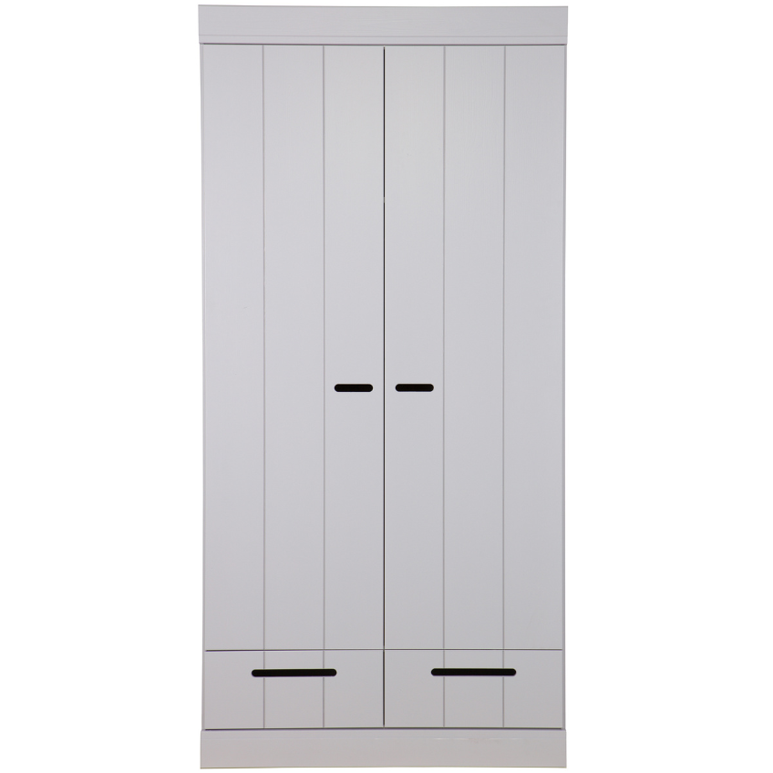 Hoorns Cementově šedá dřevěná šatní skříň Ernie 195 x 94 cm