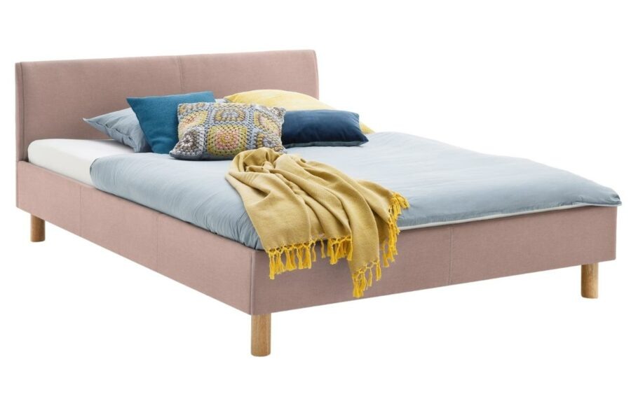 Růžová látková postel Meise Möbel Lena 140 x 200 cm