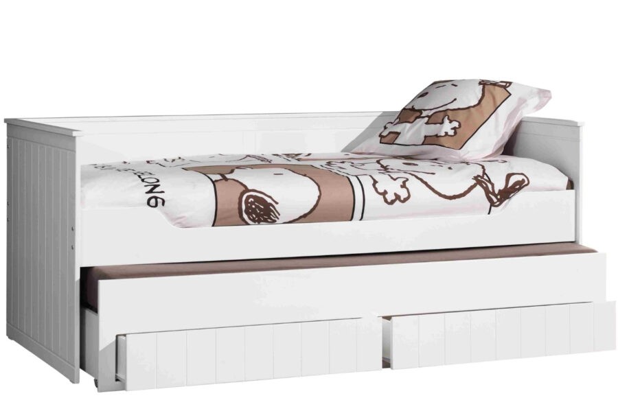 Bílá dřevěná rozkládací postel Vipack Robin 90 x 200 cm