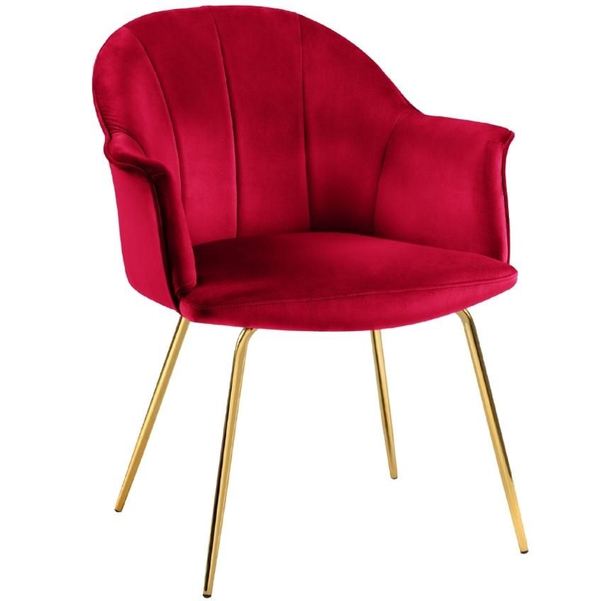 Červená sametová jídelní židle MICADONI TANAMI