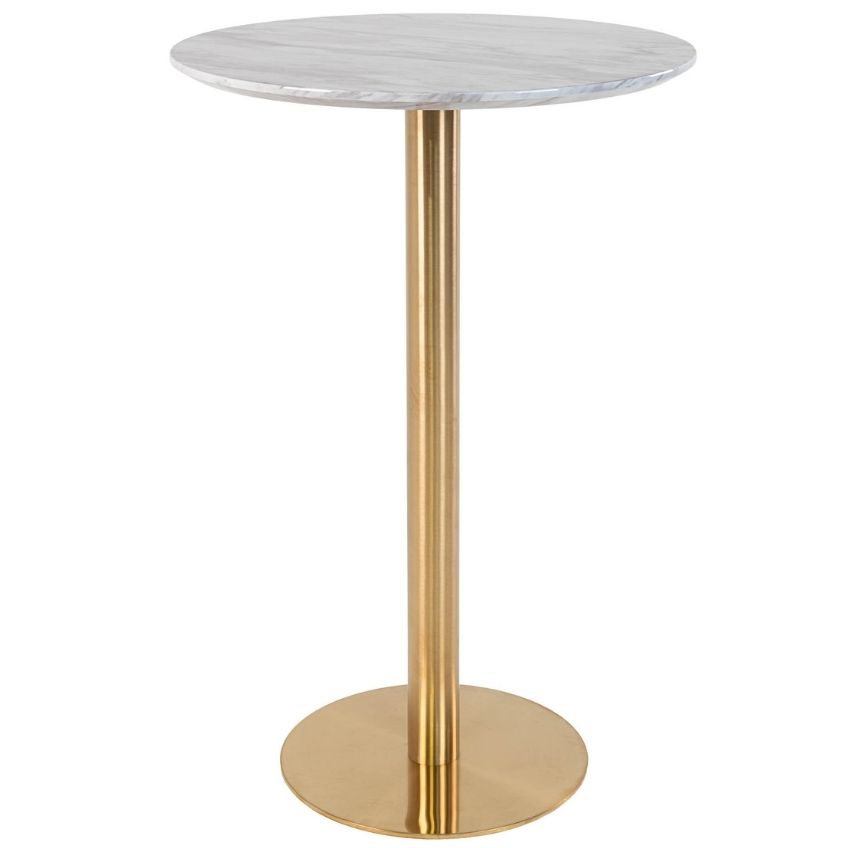 Nordic Living Zlatý mramorový kulatý barový stůl Ascona 70 cm