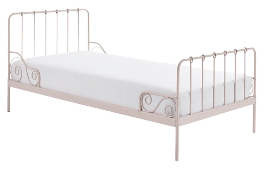 Světle růžová kovová postel Vipack Alice 90 x 200 cm