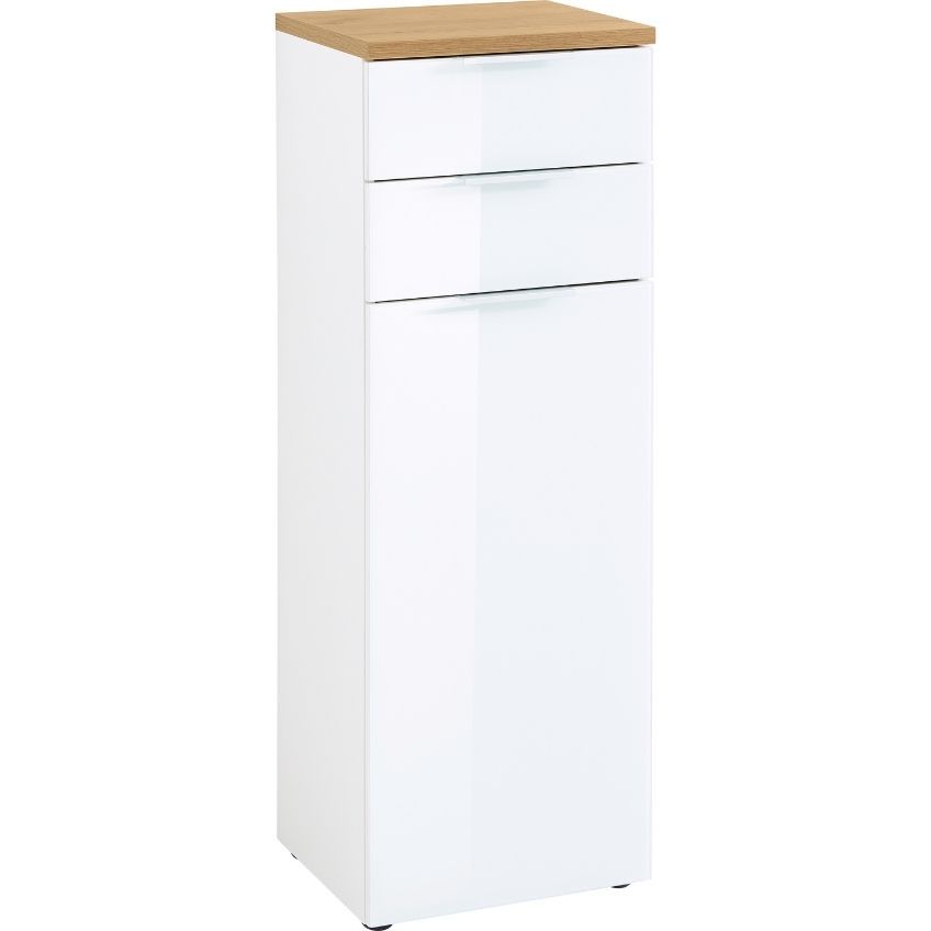 Bílá koupelnová skříňka Germania Pescara 112 x 39 cm s dubovou deskou