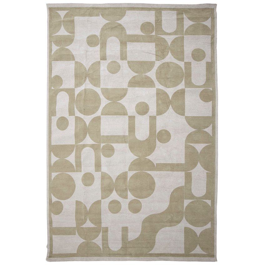 Béžovo-zelený bavlněný koberec Bloomingville Beo 200 x 300 cm